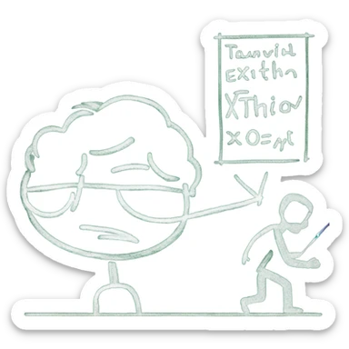 man writes on a green board with chalk sticker