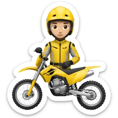 dirtbike rider in yellow gear signing autographs sticker