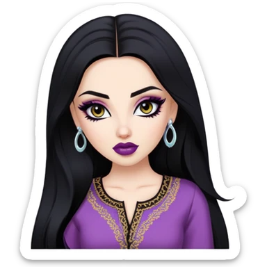 arabian, pretty lips, clothes, pale skin,  dark bl, pretty bratz baddie, black eyeliner sticker