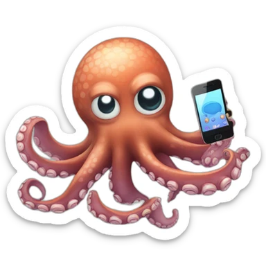 Octopus talking with smartphone sticker