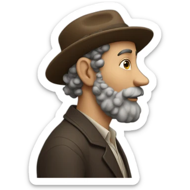jewish man with curls and hat rubbing hands together side profile giant nose sticker