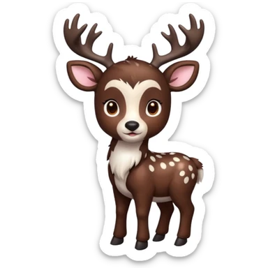 Colorful dark realistic chocolate-brown tropical beige fur glorious divine exotic cute cool beautiful shiny beautiful fantasy-Furret-Eevee-caracal-civet-genet-sergal-vernid-Cacomistle-oncilla-animal-Fakémon-hybrid-fursona with white deer-spots pattern markings (full body) sticker
