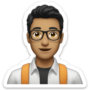 fit boyfriend with glasses and black hair and brunette girl sticker