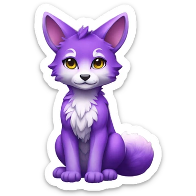 shiny, colorful, purple, gradient, Kemono-style, Chibi, Anthro-Fur-Sona-Fakémon, Full Body sticker