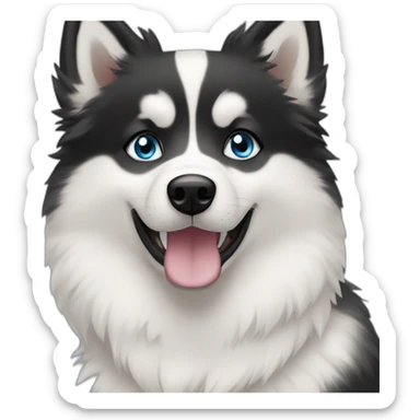 White women black hair pomsky blue eyes sticker