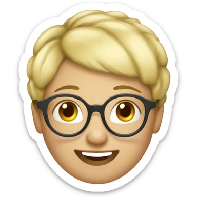 Cheeky woman with blonde pixie cut and glasses winking  sticker