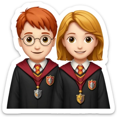harry potter, ronald weasley and hermione granger in gryfinndor uniform sticker