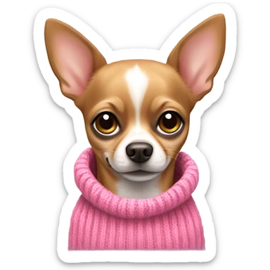 A brown chihuahua  with a pink sweater  sticker
