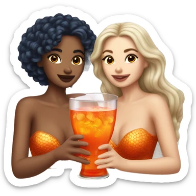 Three beautiful mermaids (light skin) drinking aperol sticker