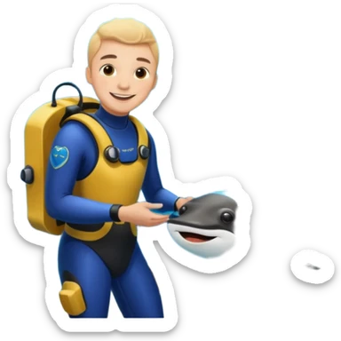 une personne qui est devant un aquarium où on peut carreser des raies menta sticker