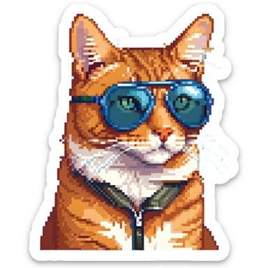 orange tabby cat wearing aviator sunglasses sticker