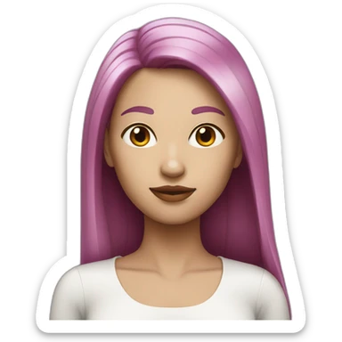 woman with long straight and ruby hair and white skin sticker