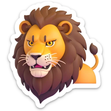 nasty lion looking sideways with mean fierce expression sticker