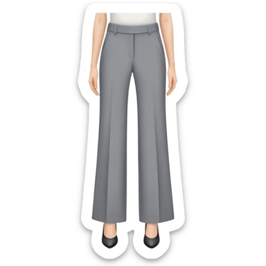petite gray wide leg tailored pants for women, shorter length, ankle length, for short height woman, dress trousers, only the garment on white background sticker