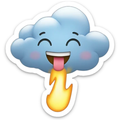Cloud with a smile while a strike hits sticker