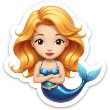 A cute mermaid emoji with a naughty face, looking coy and mischevious with a flirty smirk.  sticker