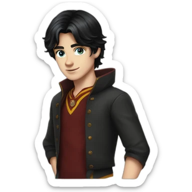 young boy griffindor black hair blue eyes sticker