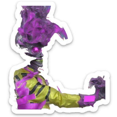 .Zombie_ Vaporwave black holographic dj oilslick zombie unicorn yellow caution tape sticker