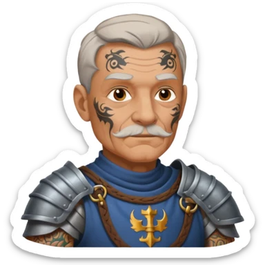 elderly tattooed knight, tattooed shoulder sticker