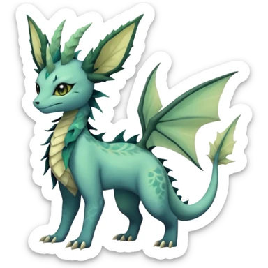 Gloomy dusky dark greyish dull-colored ethereal elemental swampy Salandit-Leafeon-Vaporeon-Amaura-hybrid-fusion (full body) sticker