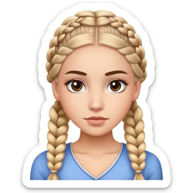 Beautiful character with Dutch braids, long dramatic eyelashes, and a very attractive face sticker