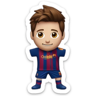 Messi dancing in a shiny women's dress with a Barcelona team shirt design sticker