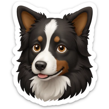 border collie predominantly black fur with brown on the eyebrows and neck sticker
