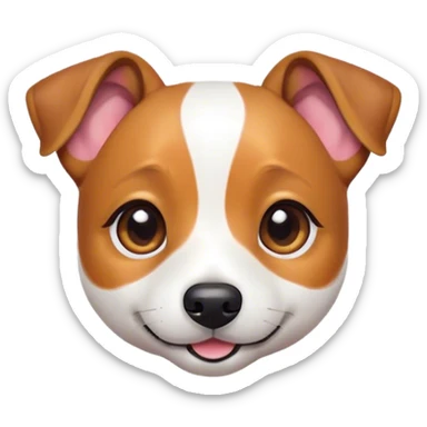 Cinematic Cute Jack Russell Terrier Portrait Emoji, Head tilted playfully and inquisitively, featuring a charming, small yet spirited body with a smooth, glossy coat, round, sparkling eyes full of delightful curiosity, and an endearing, mischievous smile, Simplified yet irresistibly adorable features, highly detailed, glowing with a warm, inviting glow, high shine, affectionate and lively, stylized with a touch of whimsical canine charm, soft glowing outline, capturing the essence of a mischievous yet lovable Jack Russell Terrier that seems as if it could scamper out of the screen into your arms! sticker
