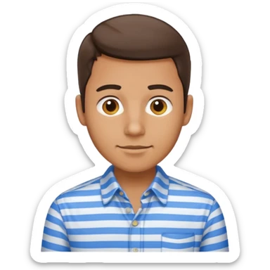 Man with blue Striped Shirt not a t shirt sticker