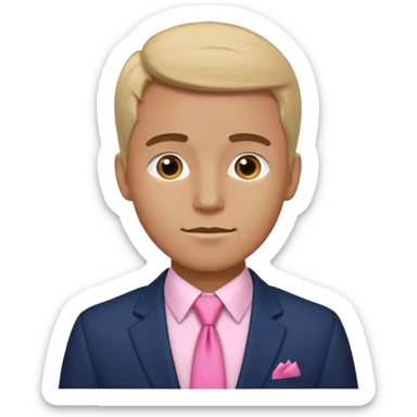 man with pink tie and blazer sticker
