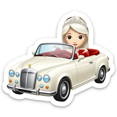 Luxury convertible car with wedding decorations, in profile sticker