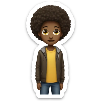 13 year  old with an afro sticker
