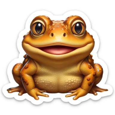 Cinematic Comical Toad Portrait Emoji, Head tilted dramatically with an exaggeratedly amused expression, featuring a robust, bumpy body with wide, comically expressive eyes full of playful disbelief and a quirky, textured face, Simplified yet hilariously expressive features, highly detailed, glowing with a slightly sassy woodland glow, high shine, dramatic yet playful, stylized with an air of quirky amphibian mischief, soft glowing outline, capturing the essence of a meme-worthy toad that looks ready to side-eye its way into viral fame! sticker