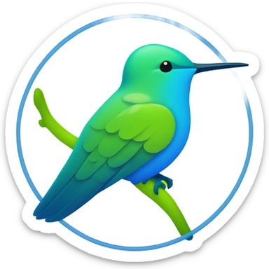 Blue hummingbird outline with a big chartreuse circle behind it sticker