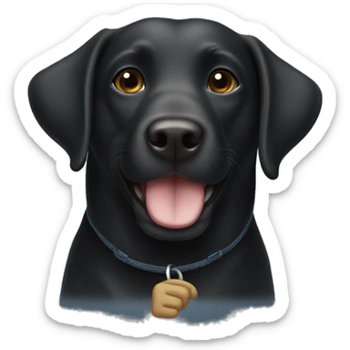 black Labrador Retriever Head smiling and holding thumbs up with its paw sticker