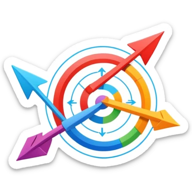 Lean Marketing concept with efficiency arrows, minimalist design, optimization charts sticker