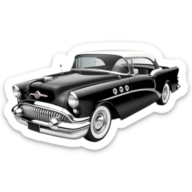hot rod inspired by a 1956 Buick Century, black and white color scheme sticker
