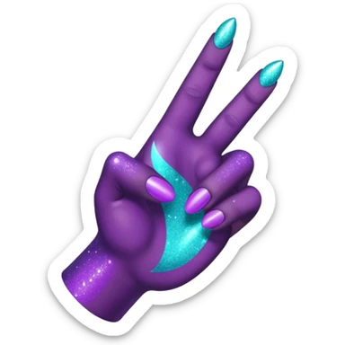 Glitter Roxo e Ciano Mão apontando para direita sticker