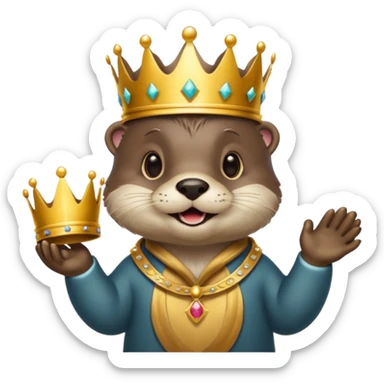 otter handing over a crown sticker