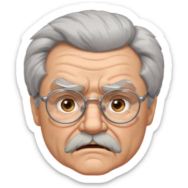 make old old man like 80 with gray hair and fur has HUGE EYE brows and glasses and is always mad and gay sticker