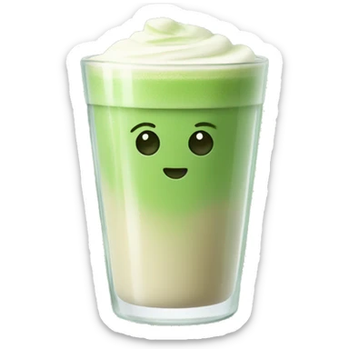 Matcha latte in a transparent glass aesthetic  sticker