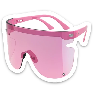 frameless pink tinted shield visor sunglasses, Y2K aesthetic, one-piece lens sticker