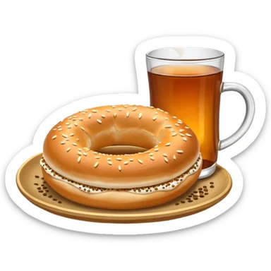 simit Turkish sesame bagel with tea glass sticker