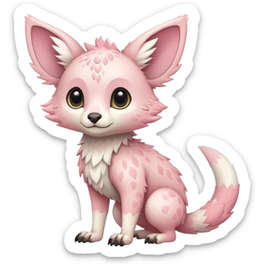 Feral Rare Fantasy cute pastel pink Vernid-Trico-species by LiLaiRa, markings, tufted ears, full body, 4 legs sticker
