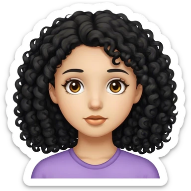 Girl with black curly hair and brown eyes sticker