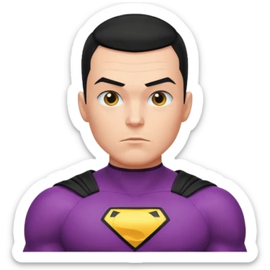 Make a superhero’s filing it’s a human white skin whit buzz cut back hair sticker