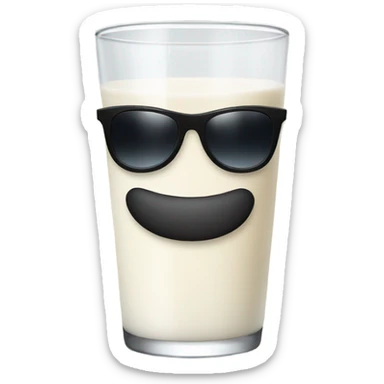 Glass of milk with sunglasses sticker