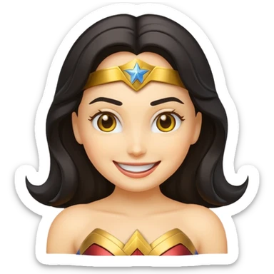 create a yellow emoji of wonder woman. style old emoji sticker