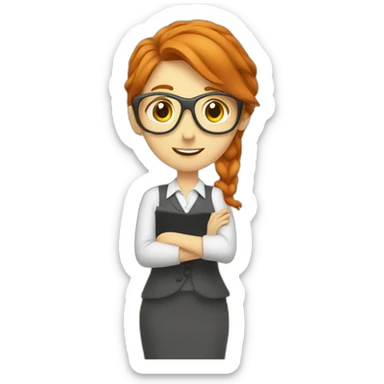 Red haired maths teacher writing on a board sticker