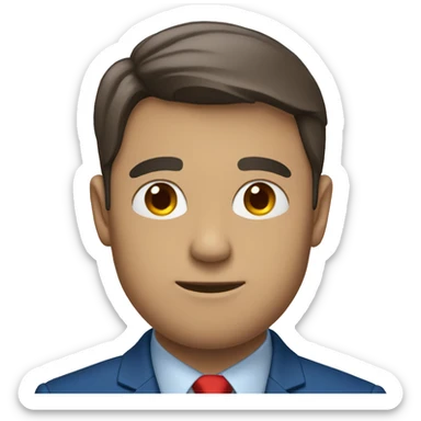 man in blue suit and red tie sticker